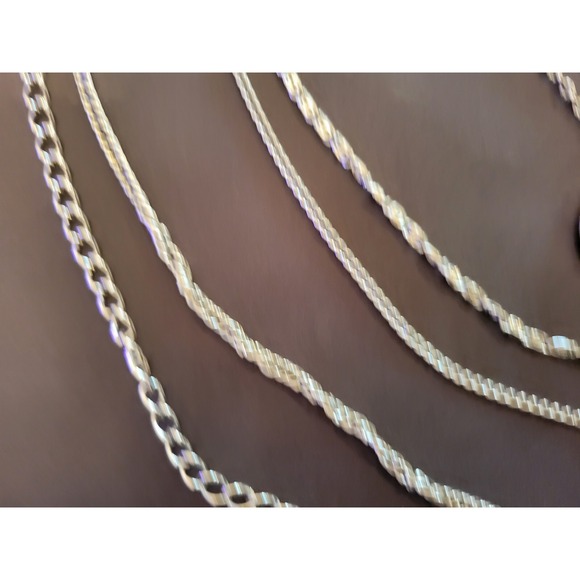 Layered Locket Necklace Silver Tone Chain Multi Strand‎ Pendant Jewelry - Picture 8 of 16